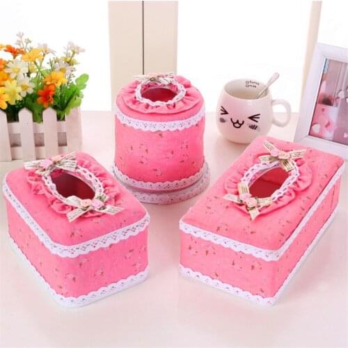 3Pcs/Set L+M+S Fashion Handmade Pastoral lace cloth art Tissue box3 in 1 towel bag Household Restaurant car paper box