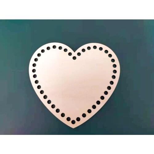 4Pcs Heart Wooden Crochet Base DIY Handmade Weaving Material Wooden Basket Bottom
