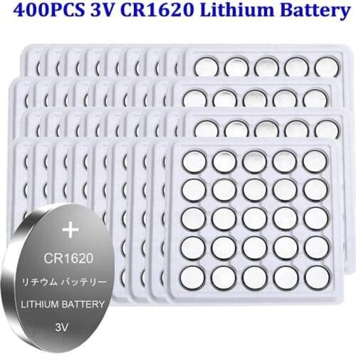 400pcs CR1620 BR1620 DL1620 Button Coin Cell Batteries For Watch 3V Lithium Battery CR 1620 ECR1620 Remote Control Calculator
