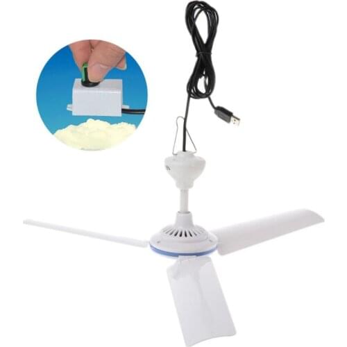 DC 5V Stepless Speed USB Fan Ceiling Fan Air Cooler for Bed Camping Outdoor Tent