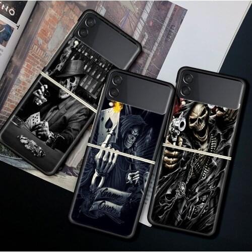 Grim Reaper Skull Case for Samsung Z Flip 3 Fold Capa for Galaxy ZFlip 3 Black Hard Silicone Funda For Z Flip3 Cover