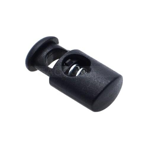 100pcs/pack Cord Lock Stopper Cylinder Barrel Plastic Black Toggle Clip For Garment Accessories/Bags/Shoe Lace
