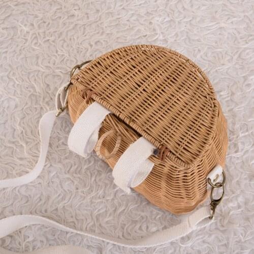 Childrens Small Back Basket Cute Hand-woven Rattan Backpack Baby Shoulder Storage Basket Fashion Basket Bags For Girls Rattan