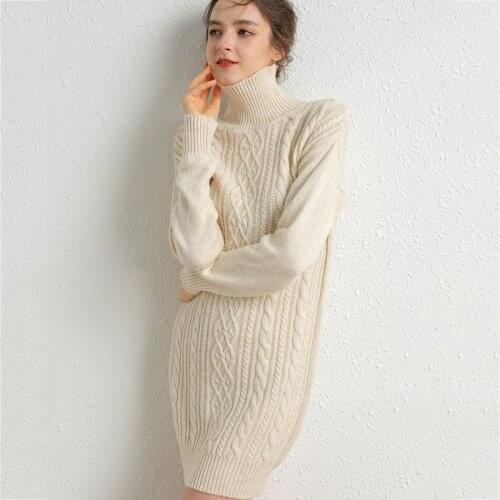 Long Sweater Dress Women Turtleneck Autumn Winter Thick Pullover knitted Jumper Cashmere Merino Wool Oversized Sweater