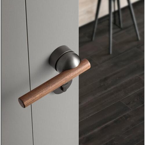 TONA Black walnut door lock bedroom mute door lock interior door handle furniture hardware Anti-theft home security door lock