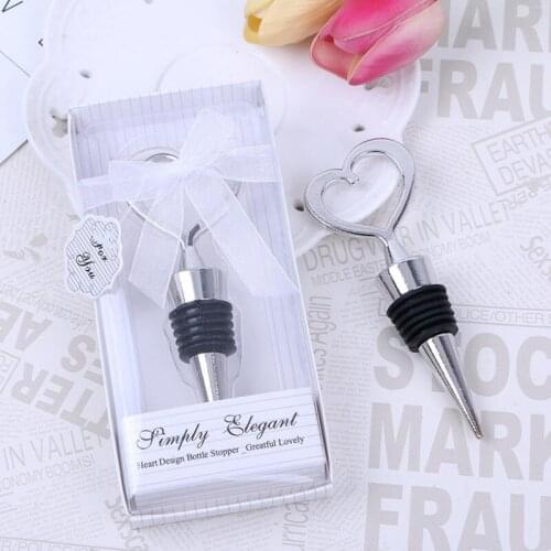 Elegant Quality Chrome Heart Shaped Wine Stopper,Bottle Stopper Wedding Favors,Bridal Shower Stopper LX7423