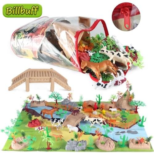 103pcs Simulation Farm House Model Action Figures Farmer Cow Pig Animals Set Figurine Miniature PVC Educational Toy for children