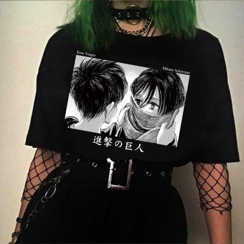 Japanese Anime Attack on Titan T Shirt Men Unisex Mikasa Eren Graphic Tees Male Unisex