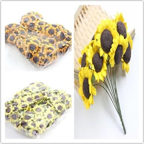 100pcs Sun Flower Sunflower Paper Fake Flower Birthday Wedding Card Candy Box Packaging Accessories