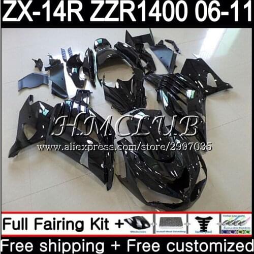 Kit For KAWASAKI NINJA ZX 14R 2006 2007 2008 2009 2010 2011 68HC.20 ZX-14R ZZR1400 ZX14R 06 07 08 09 10 11 Stock black Fairing