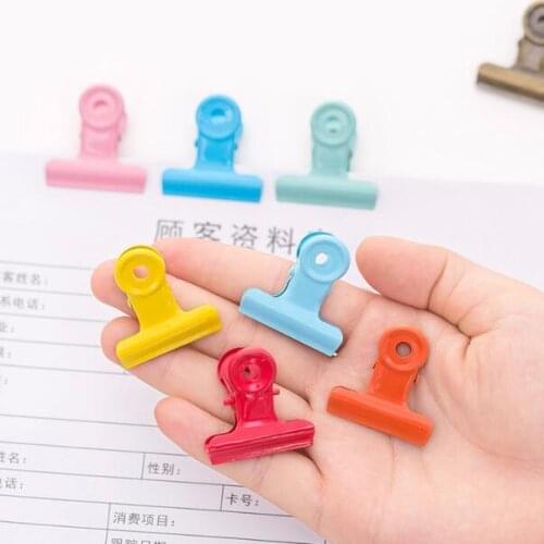 Candy Color 5pcs/lot Vintage Metal File Bill Paper Clips Document Binder Ticket Paper Clip Clamp Office School Stationery
