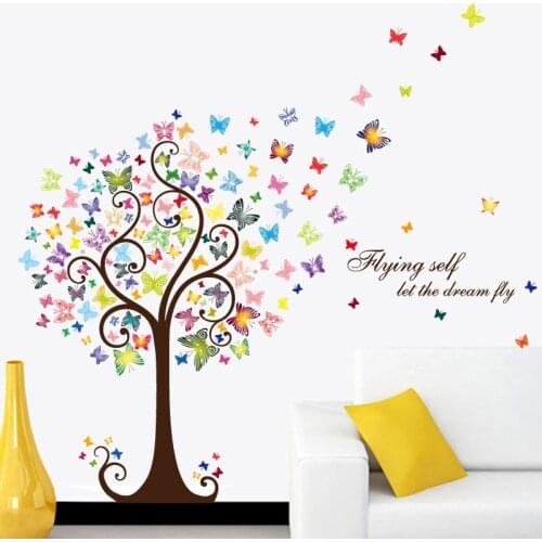 Beautiful Butterfly Tree Wall Stickrers for Living Room Bedroom Fashion House Decoration DIY PVC Vinyl Art Wall Mural Removable