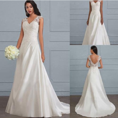 Pretty Women Wedding Dress Lace Stitching Backless Costume Long Dress Pure White Delicate Women Dress Elegant Wedding Gown