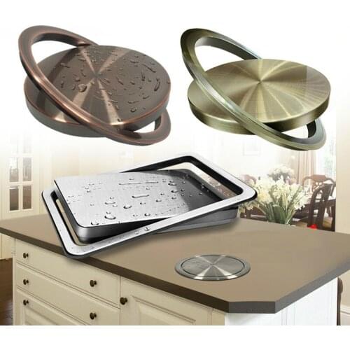 Stainless Steel Flush Recessed Built-in Balance Flap Lid Cover Trash Bin Garbage Can Kitchen Counter Top