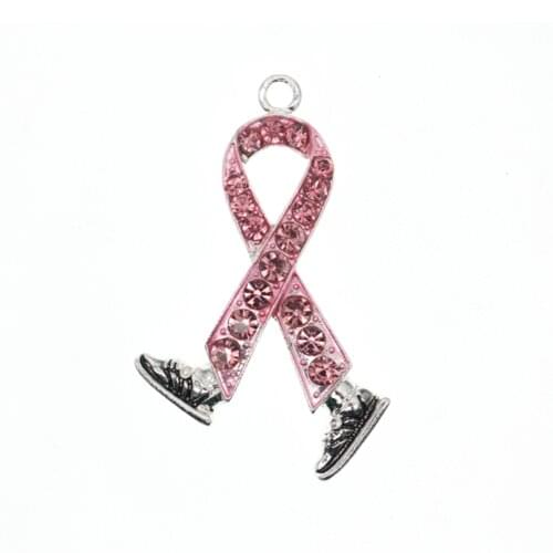 Breast Cancer Awareness Ribbon Enamel Walk Fundraiser Charms,Pendant for Woman