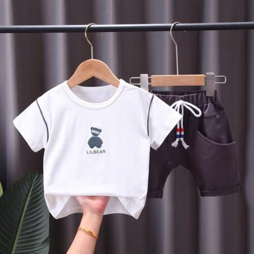 Summer Baby Boy Causal Clothes Kids Cartoon Bear O-Neck T Shirt Short Pants 2Pcs/Set Infant Children Fashion Toddler 0-5 Years