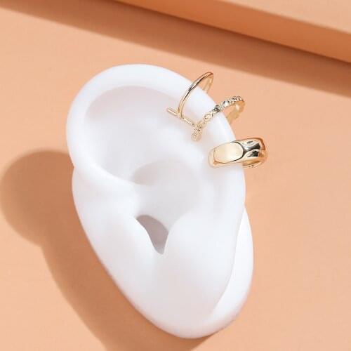 LUNA CHIAO Women Fashion Jewelry Gold Color 3 pieces/Set Delicate Metal Cuff Earrings