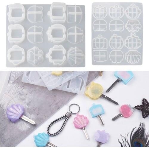 Cute Cat Bear Shell Shape Key Tag Resin Mold Key Covers Caps Epoxy Resin Casting Mold Animals Key Identifier Mould Tools T84A