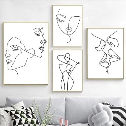 Cuadros Minimalist Figures Line Art Sexy Woman Body Nude Wall Canvas Painting Drawing Poster Print Nordic Living Room Decoration
