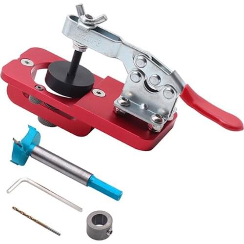 Woodworking Hole Opener 35MM Drill Bit Hinge Jig Kit Door Hinge Drilling Guide Locator Hole Puncher for Carpenter Wood DIY Tool