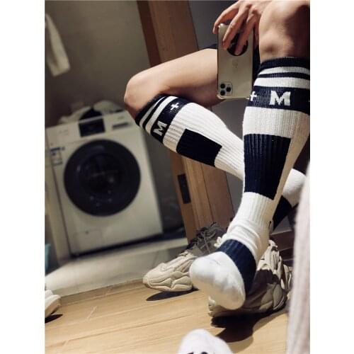 New Design Men Socks Sexy Male Gay Top Vers Bottom Socks Comfortable Football Sports Long Tube Cosplay Stocking Sock for Gift