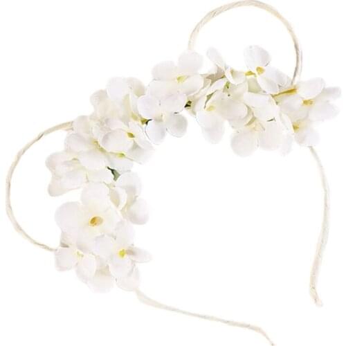 Kids Girls Cartoon Bear Ears Headband Artificial Flower Cosplay Fairy Hair Hoop