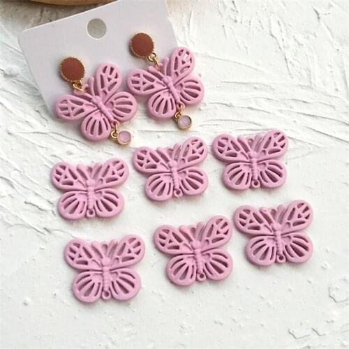 Diy jewelry making 40pcs/lot purple Rubber paint animals butterfly shape alloy floating locket pendant charms