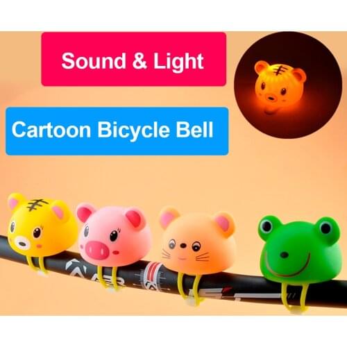 Cute Rubber Cartoon Soft Bicycle Bell Rings With Light MTB Road Sound Alarm Bike Motor Riding Cycling Air Horn Accessories