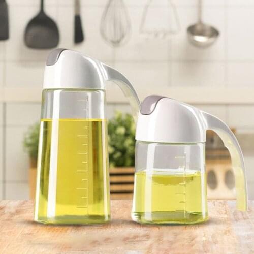 Glass Oil Bottle Auto Flip Olive Oil Dispenser Vinegar Bottle Sauce Storage Containers Seasoning Jar Honey Pot Kitchen Accessory