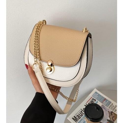 PU Leather Contrast Color Crossbody Bags For Lady 2021 Fashion Small Shoulder Bag Female Handbags And Purses Travel Bags