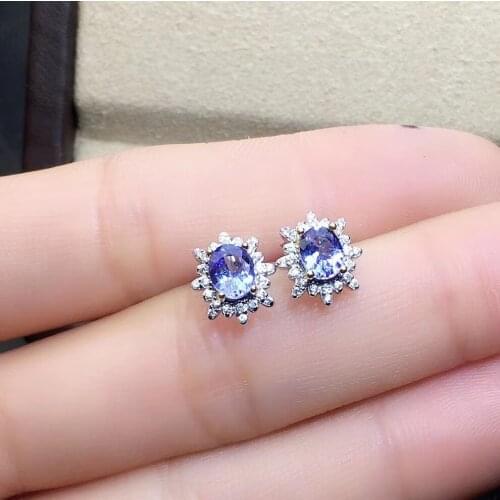 Wedding Best Gift Natural and Real Tanzanite Earring 925 sterling silver Fine jewelry Natural and Real Tanzanite Earring
