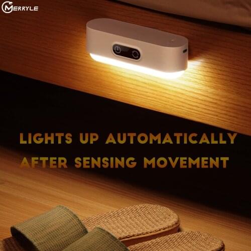 LED Motion Sensor Night Light Wall Lamp USB Rechargeable 5 Color Temperatures Stepless Dimming Night lamps For Lighting