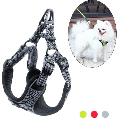 Reflective Puppy Medium Dog Harnesses for Small Dogs French Bulldog Shih Tzu Padded Pet Harness and Leash Set Mascotas Supplies