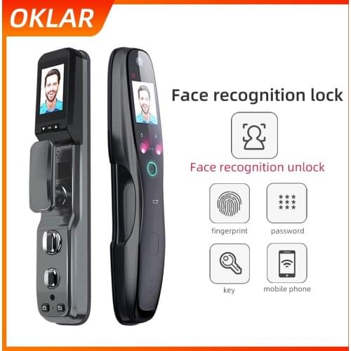 OKLAR Face Recognition Lock Smart Door Lock Safe Digital Biometric Fingerprint Lock Outdoor Fingerprint Password Key IC Card