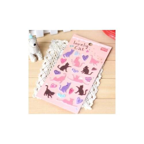 ZY DIY Pretty Cartoon Night Cat & Heart Felt Sticker DIY Nonwoven Felt Fabric