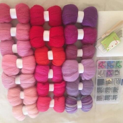 WFPFBEC 10G/BAG 18 COLORS 70S DIY WOOL FOR FELTING WOOL FIBER tools set wool roving in needles