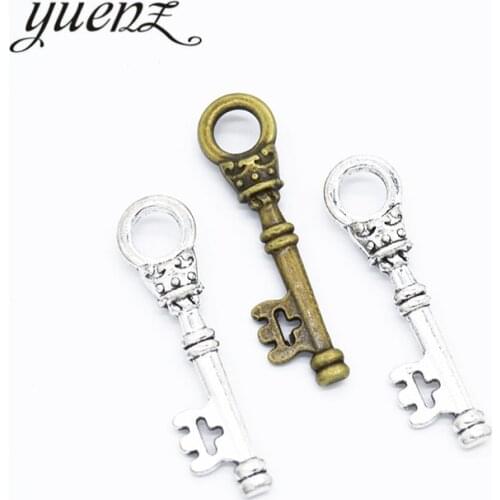 YuenZ 10 pcs Antique silver color charms key Zinc alloy Jewelry DIY Charms Pendant Necklace, earring Bracelet 33*8mm O281