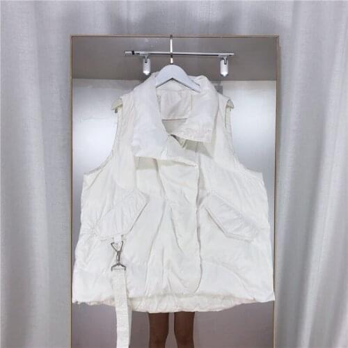 2021 New Down Jacket Waistcoat Vest Short Female Stand Up Collar White Duck Down Loose Light Winter Sleeveless Coat Tide M442