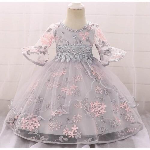 Newborn Baby Baptism Dress Baby Girl Party Dresses Girl Embroidery Half Sleeve Dress 1 Year Birthday Baby Girls Dress L5015xz