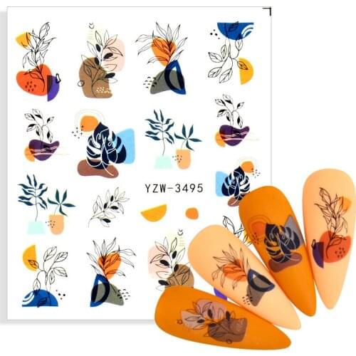 1 Sheet 2021 New Arrivals Nail Stickers Black Blossoms Floral Design Manicure Sliders Water Decals Foil Nail Decoration