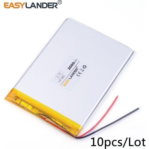 10pcs /Lot 3.7v lithium Li ion polymer rechargeable battery 307489 2000mah tablet computer batteries battery