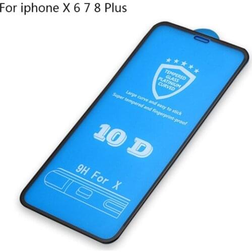 100pcs For iPhone X XR XS MAX Tempered Glass 10D Full Cover Curved Edge For iPhone 8 7 Plus 6s 6 Screen Protector glass film