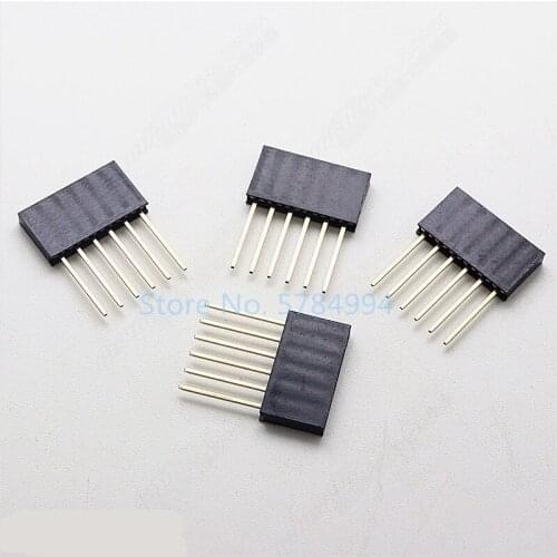 20Pcs 2.54mm Single Row Female Long pins 11mm Breakaway PCB Board Pin Header socket Connector 1*4/6/8/10Pin For Arduino