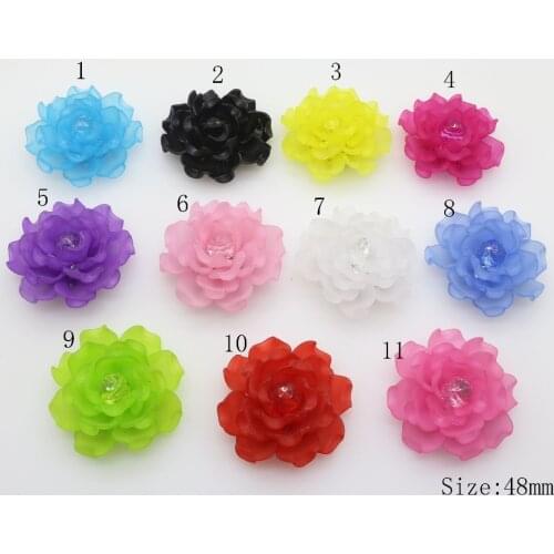 2018 Fashion Multicolour Plastic Flower 5Pcs/Lot 48mm Dyed Buttons fo DIY Craft Appliques Craft Shoe Button D Accessories