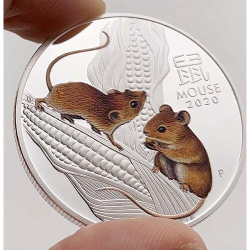 2020 Australia Mouse 1oz Silver Coin Commemorative Rat Colorful Coins Gifts Challenge Coin Gifts
