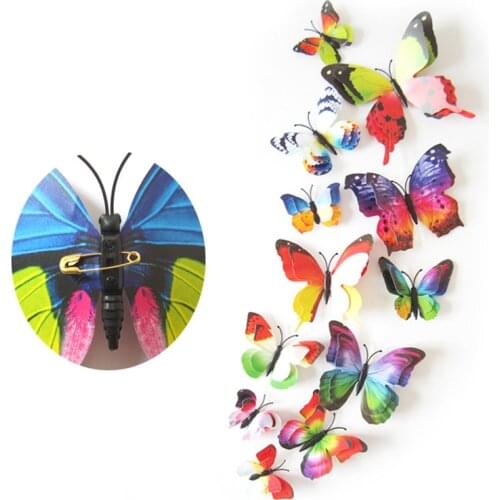 12pcs/lot PVC Butterfly 3D sticker home Art Design Wall Decor Bedroom Living room Decorative Decal Kids Room DIY Party Supplies