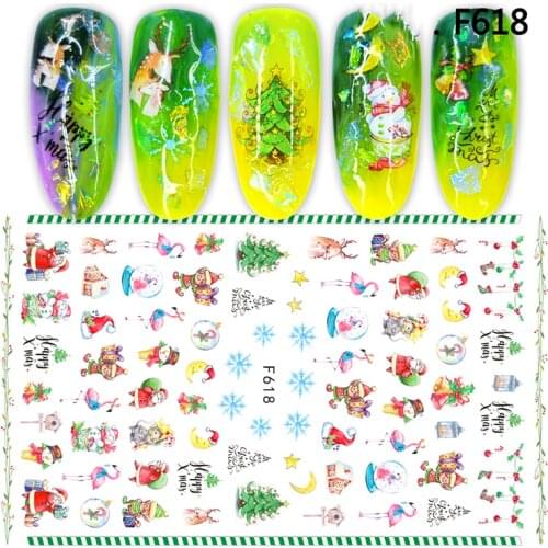 3D Nail Sticker Decals Snowflake Christmas Carnival Nail Art Decorations Stickers Slider Manicure Accessories Nails Decoraciones