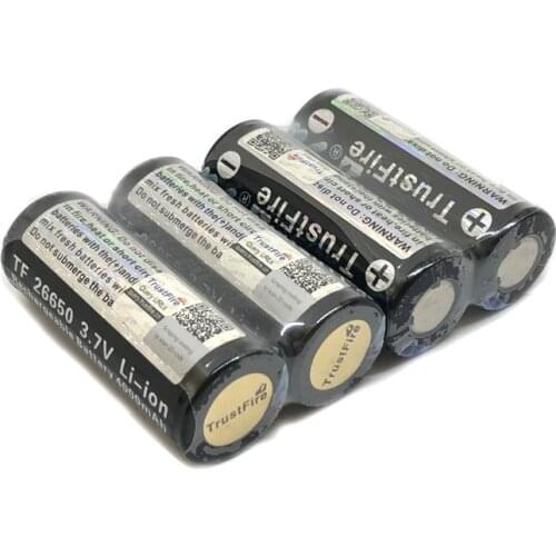 4pcs/lot TrustFire 3.7V 4000mAh 26650 Lithium Protected Battery Rechargeable Batteries with PCB For Flashlights/E-Cigarettes
