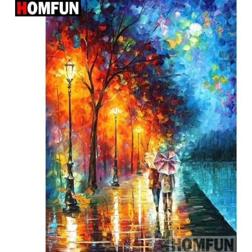 HOMFUN Full Square/Round Drill 5D DIY Diamond Painting "Oil painting road" Embroidery Cross Stitch 5D Home Decor Gift A15871
