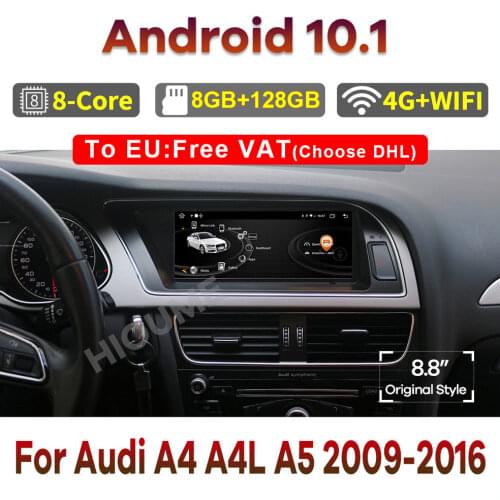 Android 10.1 Car Multimedia Player GPS Navigation for Audi A4 A4L A5 2009-2016 Auto Stereo Radio Video CarPlay Mirror Screen